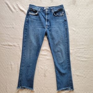 AGOLDE Riley High Rise Straight Ankle Raw Step Hem, Organic Cotton Jean